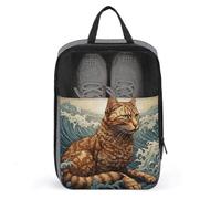 Sac à chaussures Cat in the Waves - Sac à chaussures de voyage étanche - Organiseur de chaussures avec fermeture éclair et poignée - Sac à chaussures de golf - Style - Taille unique, Style :, Taille