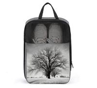 Sac à chaussures d'arbre noir et blanc - Organiseur de chaussures de voyage résistant à l'eau - Avec fermeture éclair - Gris - Taille unique - Moderne, gris, Taille unique, Moderne
