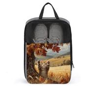 Sac à chaussures de ferme d'automne en forme de chat mignon pour voyage, usage quotidien, sac de rangement anti-poussière pour chaussures de golf