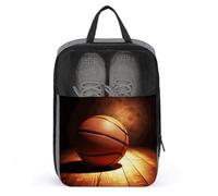 Sac à chaussures de fond de basket-ball, organisateur de chaussures de voyage, pochette à chaussures résistante à l'eau avec fermeture éclair, sac à poussière, gris, taille unique, moderne, gris,