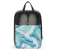 Sac à chaussures de golf à texture marbrée bleu glacier blanc neige pour voyage, usage quotidien, sac de rangement anti-poussière pour chaussures de golf