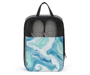 Sac à chaussures de golf à texture marbrée bleu glacier blanc neige pour voyage, usage quotidien, sac de rangement anti-poussière pour chaussures de golf
