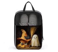 Sac à chaussures de golf avec chapeau de sorcière pour Halloween, balai, fantôme blanc, pour voyage, usage quotidien, sac de rangement anti-poussière