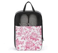 Sac à chaussures de golf avec feuilles de pivoines roses et blanches pour voyage, usage quotidien, sac de rangement anti-poussière