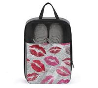 Sac à chaussures de golf avec imprimé baisers rouges et roses pour voyage, usage quotidien, sac de rangement anti-poussière pour chaussures de golf