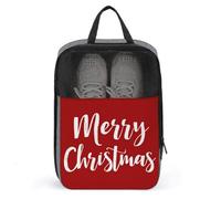 Sac à chaussures de golf avec inscription Merry Christmas on Red pour voyage, usage quotidien, sac de rangement anti-poussière pour chaussures de golf