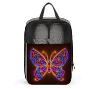 Sac à chaussures de golf avec lumière néon papillon pour voyage, usage quotidien, sac de rangement anti-poussière