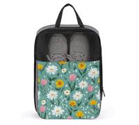 Sac à chaussures de golf avec marguerites blanches, tournesols jaunes, tulipes roses, pour voyage, usage quotidien, sac de rangement anti-poussière