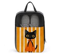 Sac à chaussures de golf avec motif chat noir en robe orange pour voyage, usage quotidien, sac de rangement anti-poussière