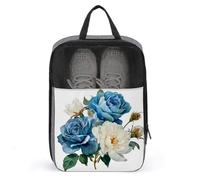 Sac à chaussures de golf avec motif de tulipes bleues et pivoines blanches pour voyage, usage quotidien, sac de rangement anti-poussière