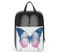 Sac à chaussures de golf avec motif papillon bleu rose avec ailes argentées pour voyage, usage quotidien, sac de rangement anti-poussière