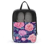 Sac à chaussures de golf avec motif pivoines roses et turquoises pour voyage, usage quotidien, sac de rangement anti-poussière