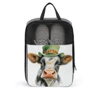 Sac à chaussures de golf avec motif vache portant un chapeau vert de Saint-Patrick pour voyage usage quotidien