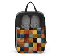 Sac à chaussures de golf avec patchs aquarelle, motif grille rouille, olive, bleu marine, pour voyage, usage quotidien, sac de rangement anti-poussière