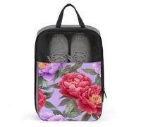 Sac à chaussures de golf avec pivoines roses et rouges pour voyage, usage quotidien, sac de rangement anti-poussière