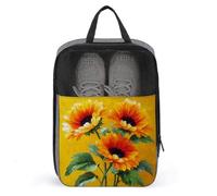Sac à chaussures de golf avec trois tournesols et lumière du soleil pour voyage, usage quotidien, sac de rangement anti-poussière