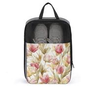 Sac à chaussures de golf avec tulipes roses avec feuillage jaune pour voyage, usage quotidien, sac de rangement anti-poussière