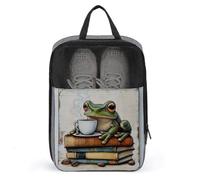 Sac à chaussures de golf en forme de grenouille verte sur pile de livres lourds pour voyage, usage quotidien, sac de rangement anti-poussière