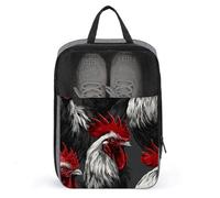 Sac à chaussures de golf noir et blanc avec queue rouge et plumes pour voyage, usage quotidien, sac de rangement anti-poussière