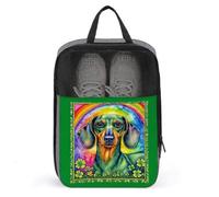 Sac à chaussures de golf pour voyage ou usage quotidien Motif teckel et trèfles à quatre feuilles