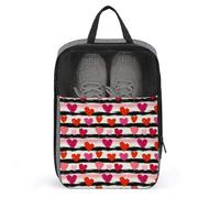 Sac à chaussures de golf pour voyage pour homme et femme - Noir et blanc avec imprimé rayures d'amour - Sacs à chaussures de voyage pour emballage dans une valise, bowling, danse, pointe de football