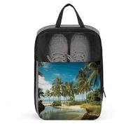 Sac à chaussures de plage tropical cocotiers - Organiseur de chaussures de voyage résistant à l'eau - Avec fermeture éclair - Gris - Taille unique - Moderne, gris, Taille unique, Moderne