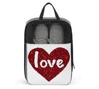 Sac à chaussures de Saint-Valentin en forme de cœur avec mot d'amour pour voyage, usage quotidien, sac de rangement anti-poussière pour chaussures de golf