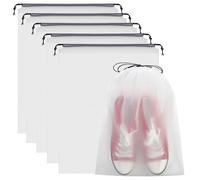 Sac à Chaussures de Voyage, 5 Pièces Housses Chaussures, Sacs à Chaussures Transparents de Voyage avec Cordon, Sac de Rangement Imperméable pour Chaussures, Sacs à Poussière pour Chaussures