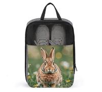 Sac à chaussures de voyage à fond lapin résistant à la poussière pochette à chaussures portable avec sangle de transport pour voyage usage quotidien, pochette de rangement, gris, taille unique,