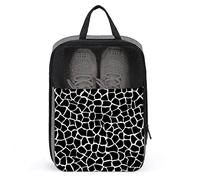 Sac à Chaussures de Voyage à imprimé Amusant, Sac à Chaussures à imprimé Animal Girafe Noir et Blanc avec Fermeture éclair et poignée, Grand Sac de Rangement Portable imperméable et Respirant pour ch