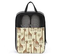 Sac à Chaussures de Voyage à imprimé Amusant, Sac à Chaussures en Forme de Girafe Mignonne avec Fermeture éclair et poignées, Grand Sac de Rangement Portable imperméable et Respirant pour Chaussures,