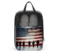 Sac à chaussures de voyage avec drapeau américain pour vétérans - Résistant à l'eau - Avec fermeture éclair - Gris - Taille unique - Moderne, gris, Taille unique, Moderne