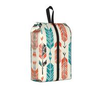 Sac à chaussures de voyage avec imprimé flèches corail et bleu sarcelle, sac à chaussures portable avec fermeture éclair, pochette à chaussures unisexe, organiseur de chaussures léger pour le