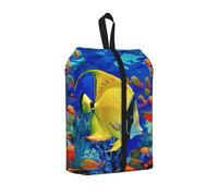 Sac à chaussures de voyage avec imprimé poissons de mer tropicaux, sac à chaussures portable avec fermeture éclair, unisexe, pochette à chaussures légère pour le rangement de voyage, usage domestique