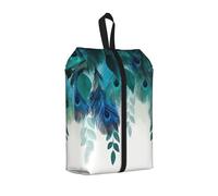 Sac à chaussures de voyage bleu sarcelle avec plumes de paon, organiseur de chaussures résistant à l'eau avec poignée à fermeture éclair, pochette légère pour valise et salle de sport, se replie à