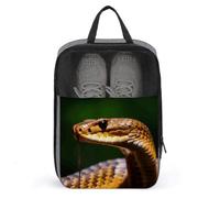 Sac à chaussures de voyage Cobra Snake avec fermeture éclair, sac à chaussures de golf respirant pour homme et femme, organiseur de chaussures d'extérieur pour sport, affaires, gym, gris, 23,9 x 9,9 x