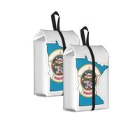 Sac à chaussures de voyage durable avec imprimé carte du drapeau du Minnesota pour le rangement et l'emballage, sac à chaussures imperméable avec fermeture éclair lisse, 2 pièces., One Size, Fermeture