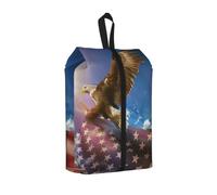 Sac à chaussures de voyage durable avec motif aigle du drapeau américain américain pour le rangement et l'emballage, sac à chaussures imperméable avec fermeture éclair lisse, 1 pièce., One Size