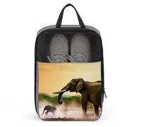 Sac à chaussures de voyage en forme d'éléphant d'Afrique - Étanche à la poussière - Sac à chaussures portable avec sangle de transport - Sac à chaussures de voyage pour un usage quotidien - Gris -