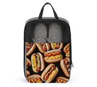 Sac à chaussures de voyage Fun Food Hot Dogs - Résistant à l'eau - Avec fermeture éclair - Gris - Taille unique - Moderne, gris, Taille unique, Moderne