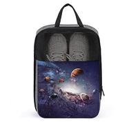 Sac à Chaussures de Voyage imprimé drôle, Sac à Chaussures planètes du système Solaire avec Fermeture éclair et poignées, Grand Sac de Rangement Portable imperméable et Respirant pour Chaussures, poc