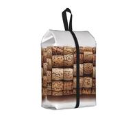 Sac à chaussures de voyage imprimé liège vin, sac à chaussures portable avec fermeture éclair, unisexe, pochette à chaussures légère pour le rangement de voyage, usage domestique, 1 pièce