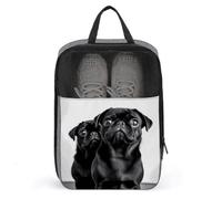 Sac à chaussures de voyage, joli sac à chaussures imprimé carlin noir, pochette de rangement portable pour chaussures à utiliser pour les voyages et le rangement quotidien, style, taille unique,