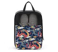 Sac à Chaussures de Voyage Mignon,Dragons Bleus et Rouges Combattant dans Les Nuages Sac à Chaussures de Voyage Portable et Respirant imperméable avec Fermeture à glissière, Sac de Rangement pour Cha