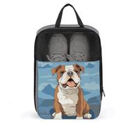 Sac à chaussures de voyage motif bulldog anglais sans couture, pochette à chaussures résistante à l'eau avec fermeture éclair, sac à poussière, gris, taille unique, moderne, gris, Taille unique,