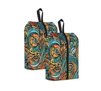 Sac à chaussures de voyage motif floral ethnique Mandara résistant à l'eau avec poignée à fermeture éclair, pochette légère pour valise et salle de sport, se replie à plat pour l'emballage, Art floral