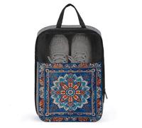 Sac à chaussures de voyage portable, grand sac à chaussures imprimé mandala bleu, sac de rangement pour chaussures avec fermeture éclair, gris, Taille unique, Sac à chaussures