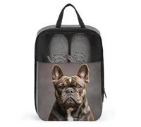 Sac à chaussures de voyage portable, imprimé bouledogue français, sac de rangement pour chaussures avec fermeture éclair, gris, Taille unique, Sac à chaussures