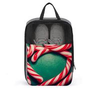 Sac à chaussures de voyage portable, imprimé canne à sucre d'orge, sac de rangement pour chaussures avec fermeture éclair, gris, Taille unique, Sac à chaussures