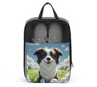 Sac à chaussures de voyage portable, imprimé chien au soleil, sac à chaussures ventilé, organiseur de rangement avec fermeture éclair, gris, Taille unique, Sac à chaussures